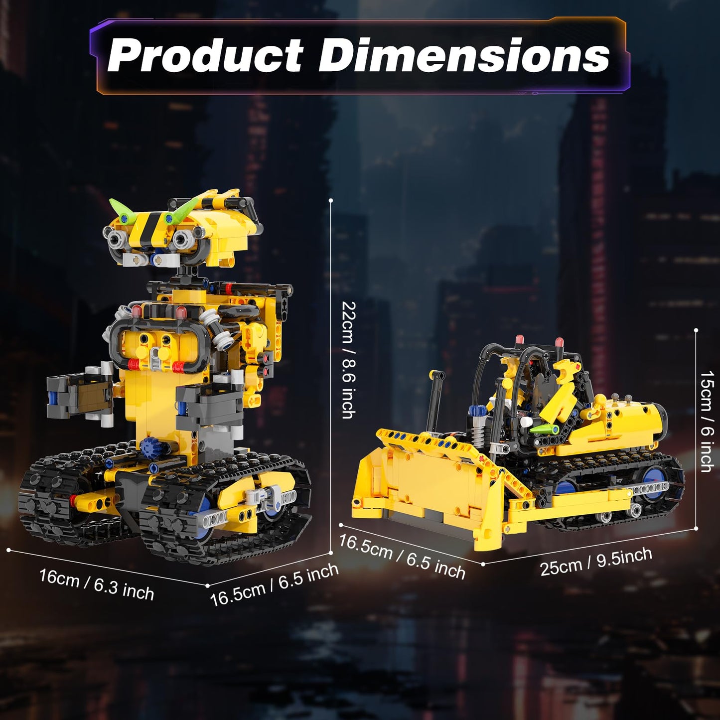Sciencow 2-in-1 Build a Robot Kit, Remote & APP Controlled Robotic Building Blocks Toys STEM Projects for Kids Ages 8 9 10 11 12 13 14,Chirstmas Birthday Gift for Boys (RC Bulldozer)