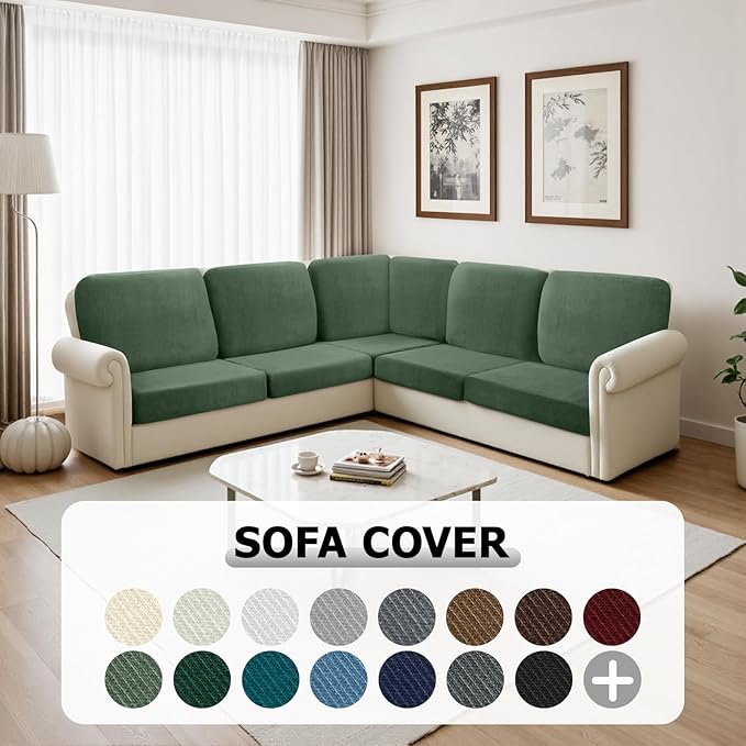 Arfntevss Velvet Sectional Couch Covers L Shape Couch Cushion Cover Slipcovers