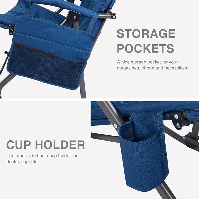 EVER ADVANCED Oversized Folding Rocking Camping Chair, Padded Portable Rocker