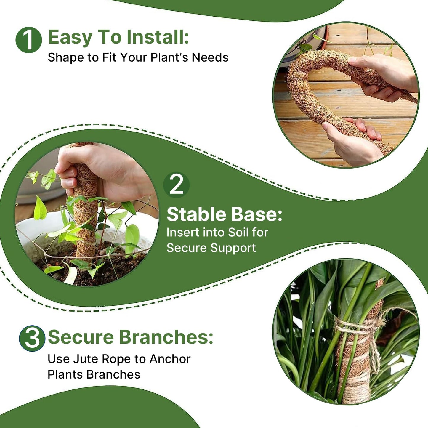 48 Inch Bendable Moss Pole for Plants Monstera, Coir Plant Pole Stick, Support Stake for Climbing Plants Indoor, Pothos, Philodendron, Moss Pole kit, Plant Support Stake for Plants Indoor
