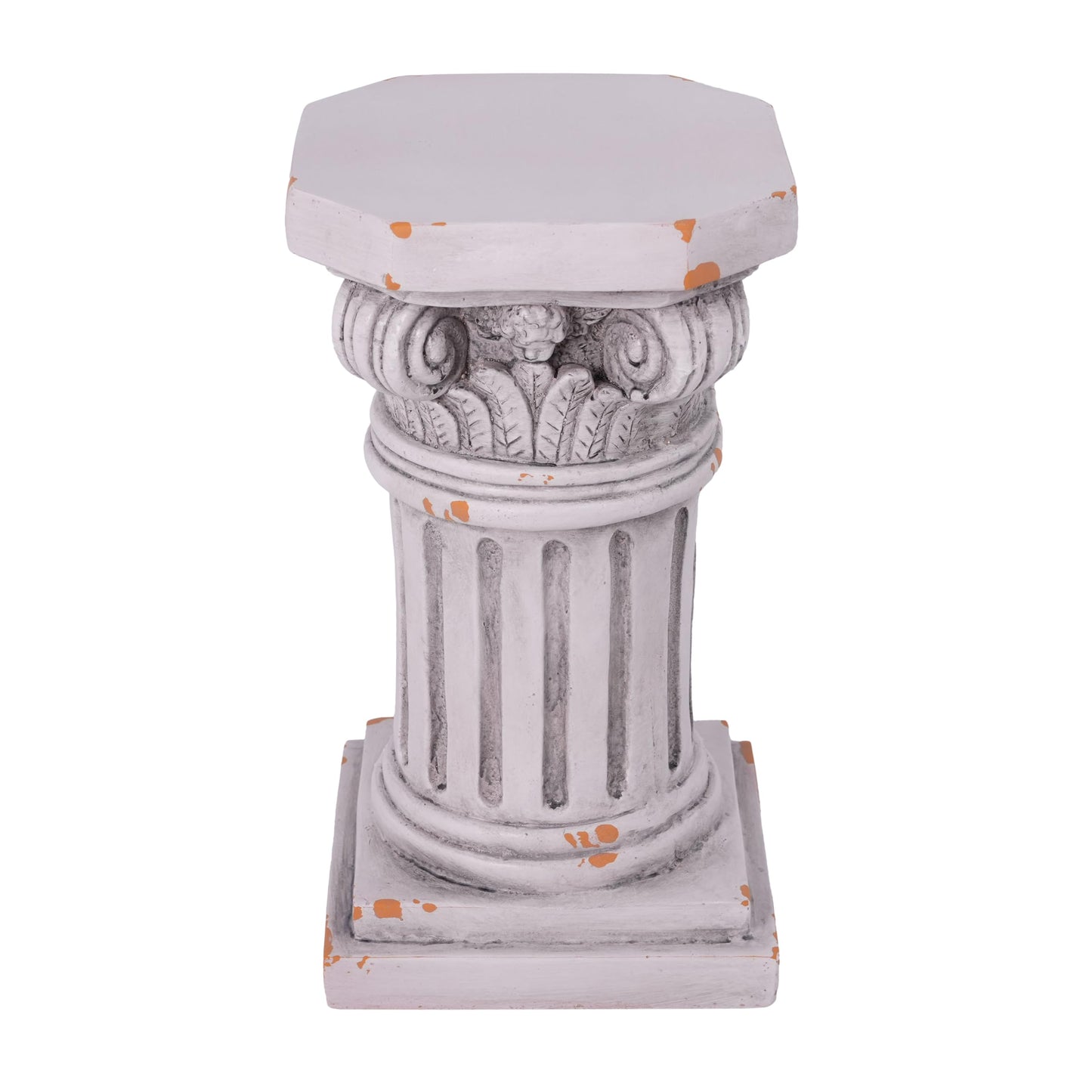 Christopher Knight Home 18.50"H Ionic Pedestal Plant Stand MGO Decorative Side Table Indoor Outdoor Entryway Garden Living Room Patio Sculpture Base, Antique White
