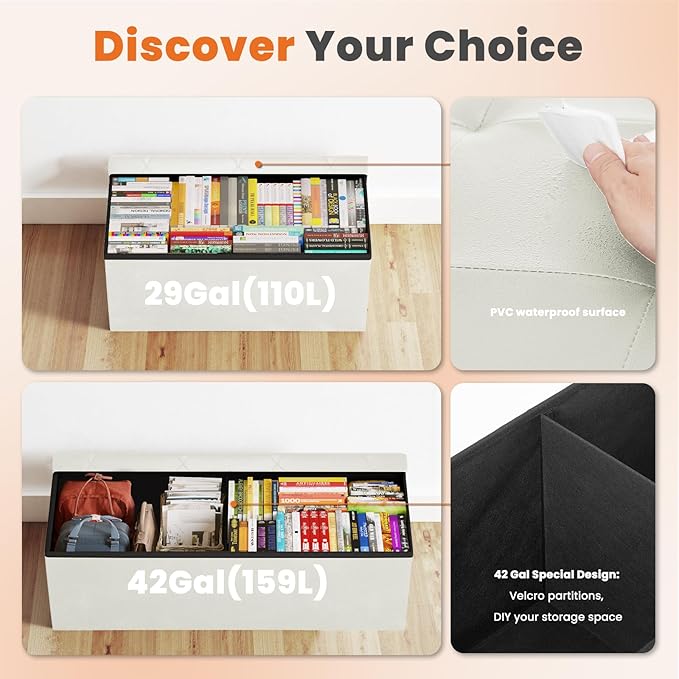Sweetcrispy 43 Inches Folding Ottoman
