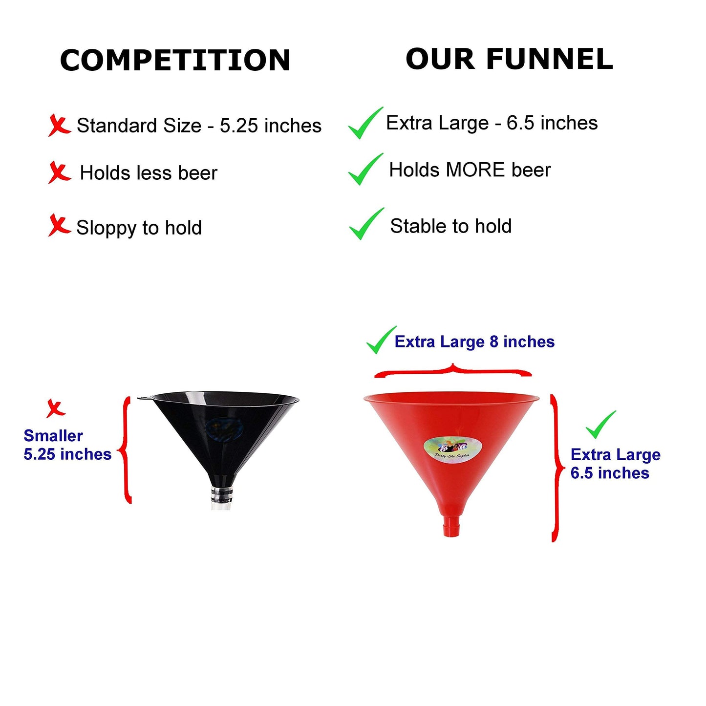 Beer Bong Funnel with Valve - Extra Long 2.5 feet (30 inch) Kink Free Tube - Shotgun Keychain Tool Bottle Opener - Premium Funnel for Beer Drinking Games, College Parties, Spring Break