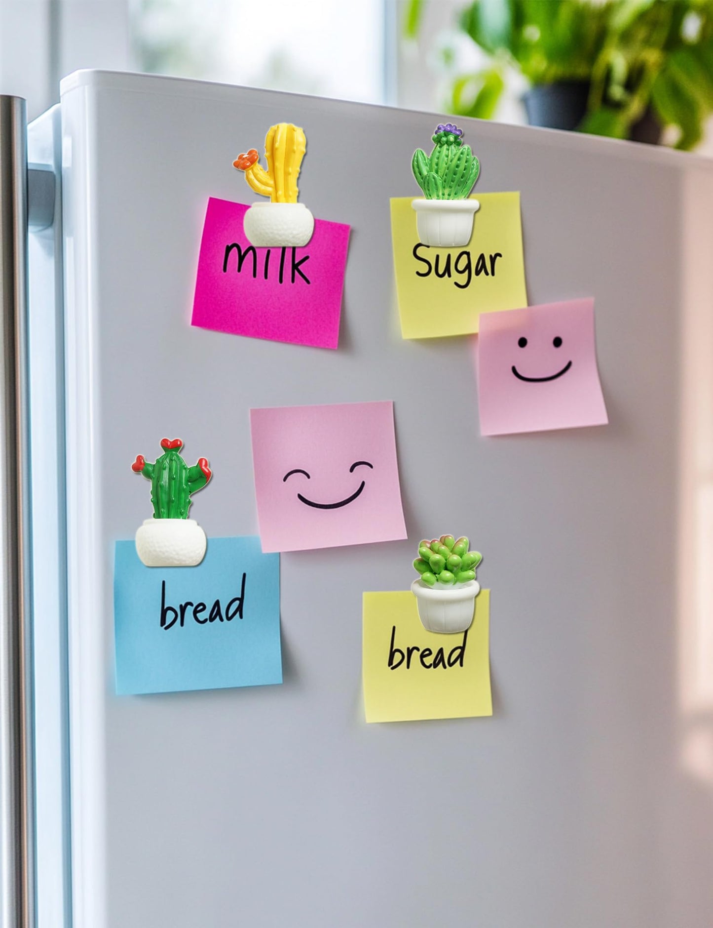 Zreal Cactus Fridge Magnets Cute Refrigerator Magnets 3D Plant Decorative Magnets for Office Kitchen Locker,12 PCS