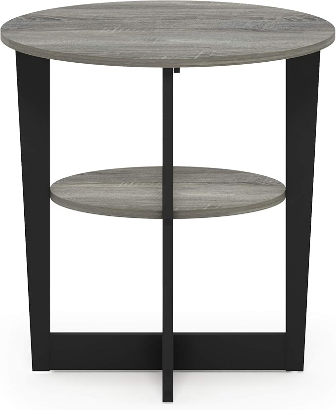 Furinno JAYA Side Table, 2-Tier Round Modern End Table