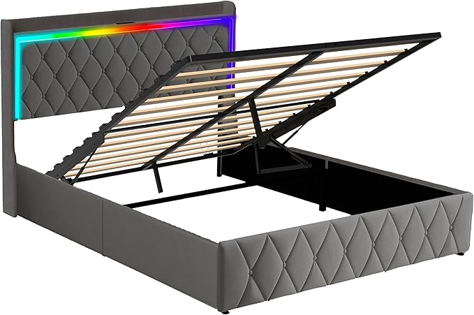 Modern Multi-Color LED Light Full Bed Frame