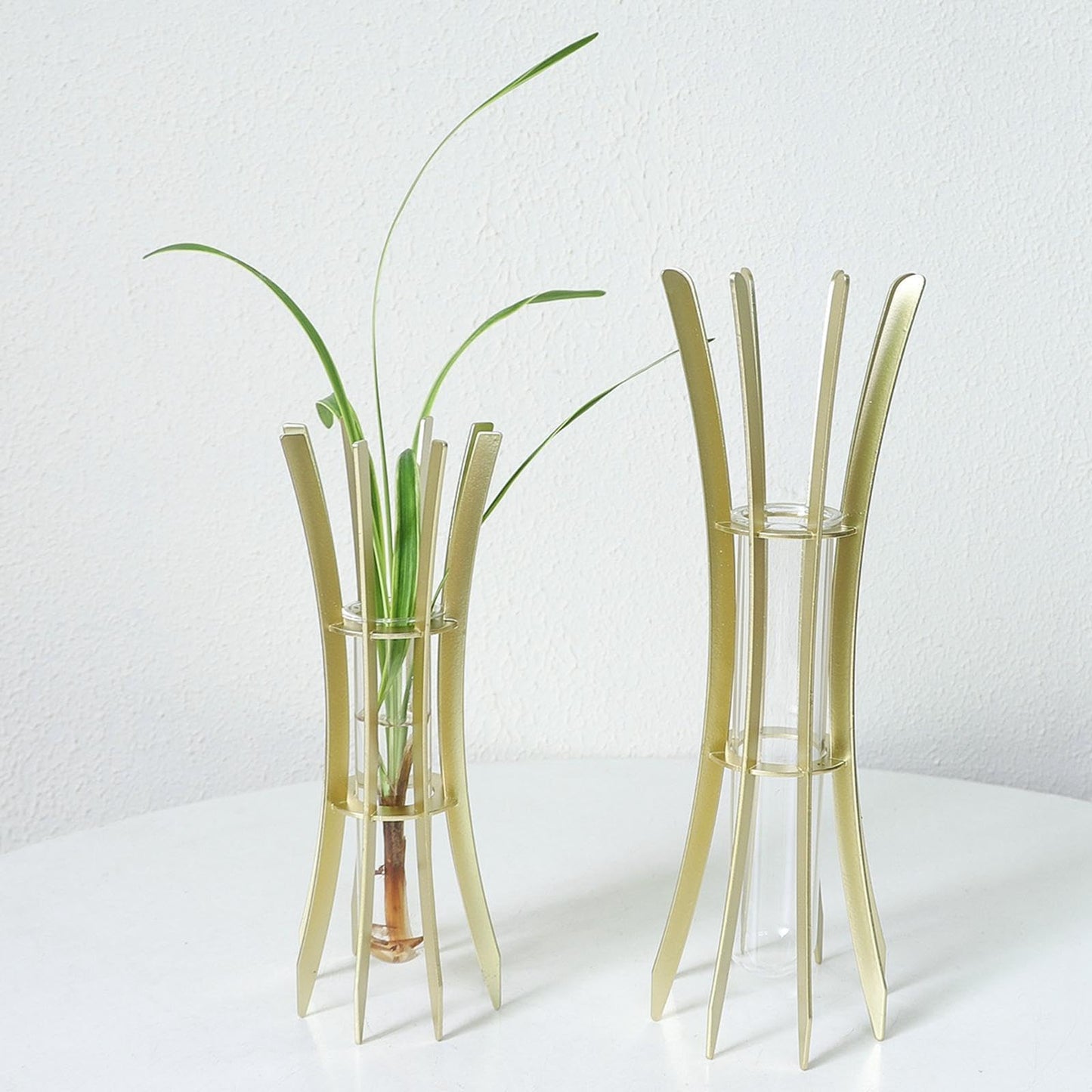 Gcljlmy Hydroponic Plant Glass Tube Flower Vase Desktop Decoration Sturdy Decorative for Plant Propagating Terrariums (Golden 7x7x20cm)