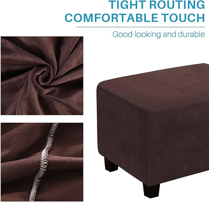 Ottoman Cover, Stretch Rectangle Velvet Ottoman Slipcovers of Foot Stool