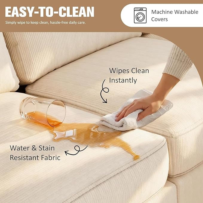 JAMFLY Sectional Sofa for Living Room, 3-Seat Reversible Couch