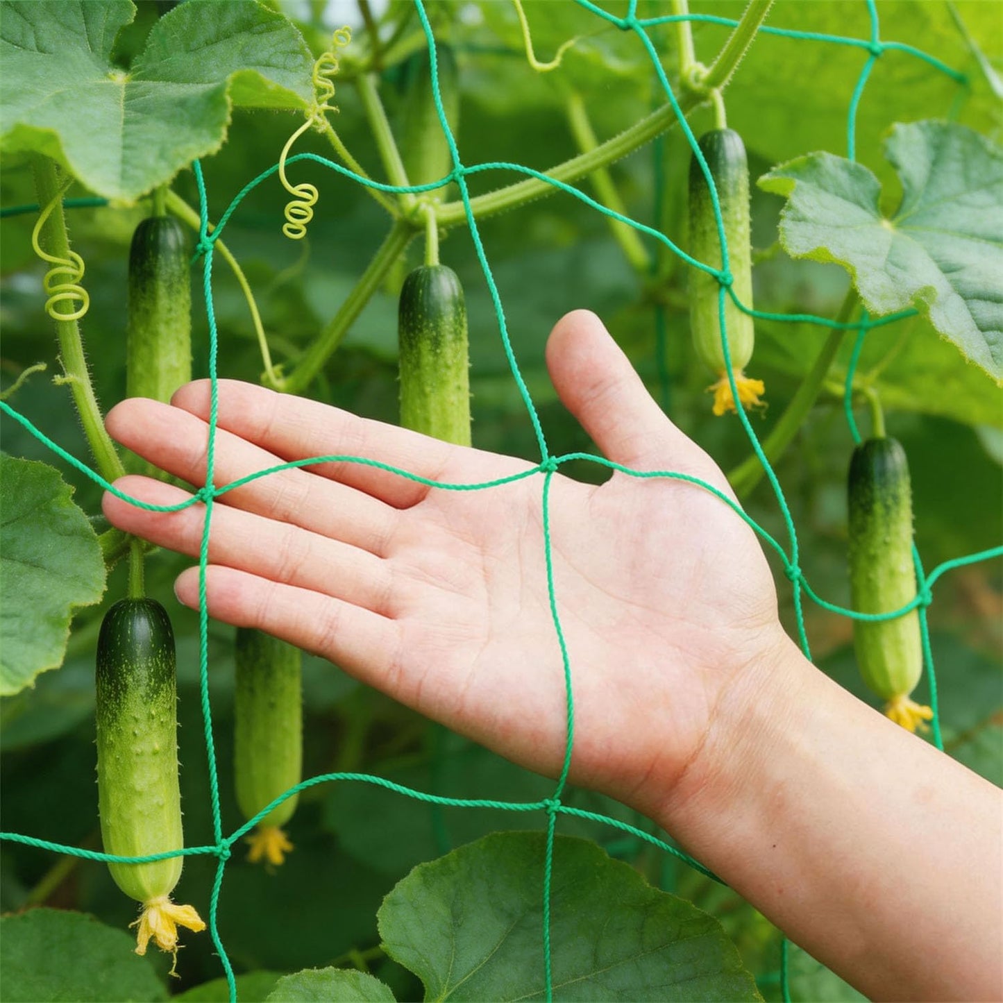 Trellis Netting for Climbing Plants, 6.6x26.3 FT Heavy Duty Garden Trellis Net with 27 Strands Nylon for Cucumber, Grape, Vine, Vegetables, Flowers, Bean, Tomato Grow Trellis Net (Green, 1 Pack)