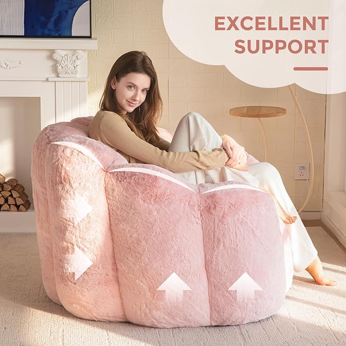 MAXYOYO Bean Bag Chair for Adults, Floral Shaped Bean Bag Sofa, Ultra Soft Faux
