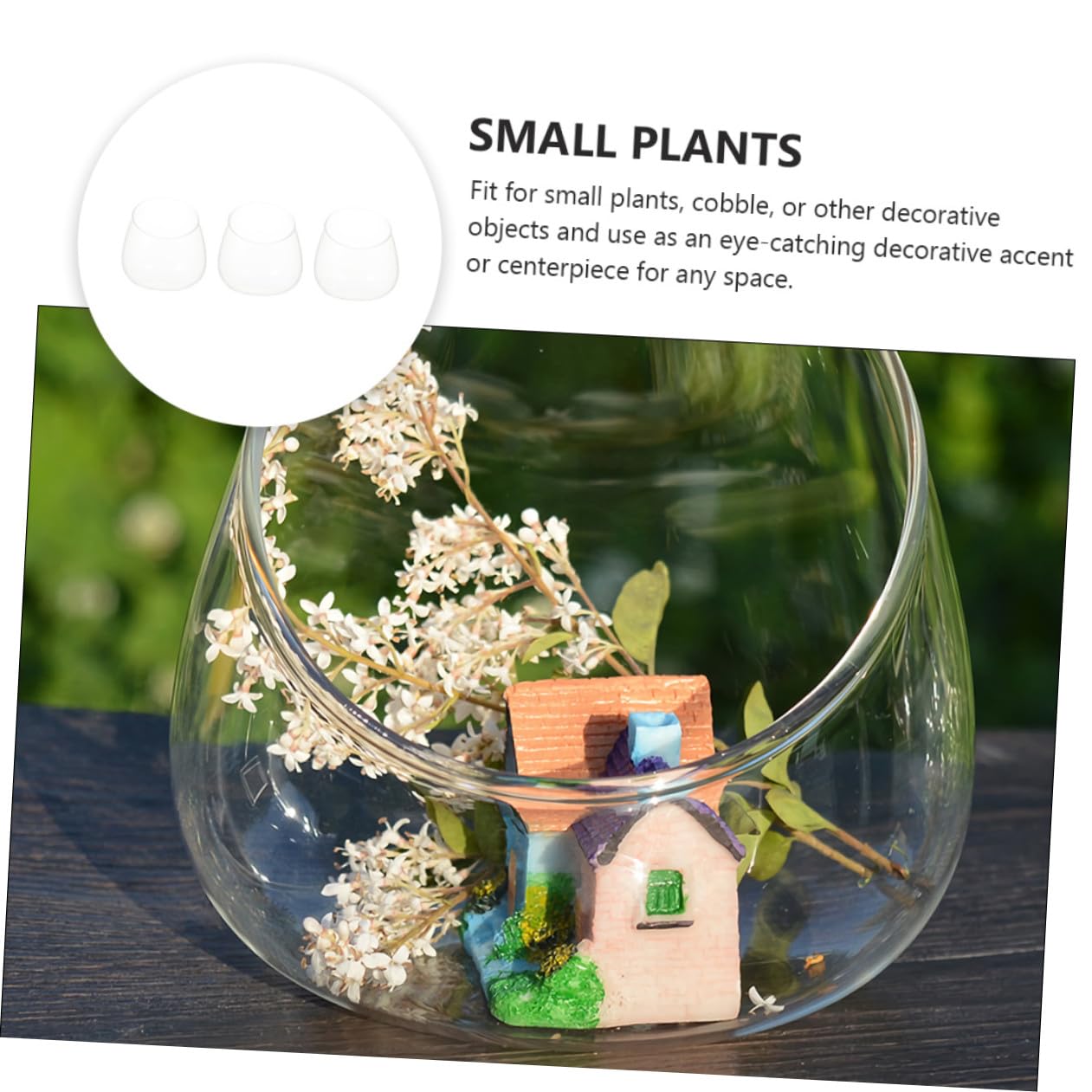 QUMIIRITY Glass Cut Succulent Terrarium Bottle 3pcs Micro Landscape Vases for Home Decor and Plant Display