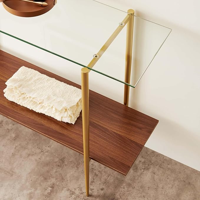 LumFurn Glass Console Table for Living Room, Foyer & Entrance, 2-Tiers