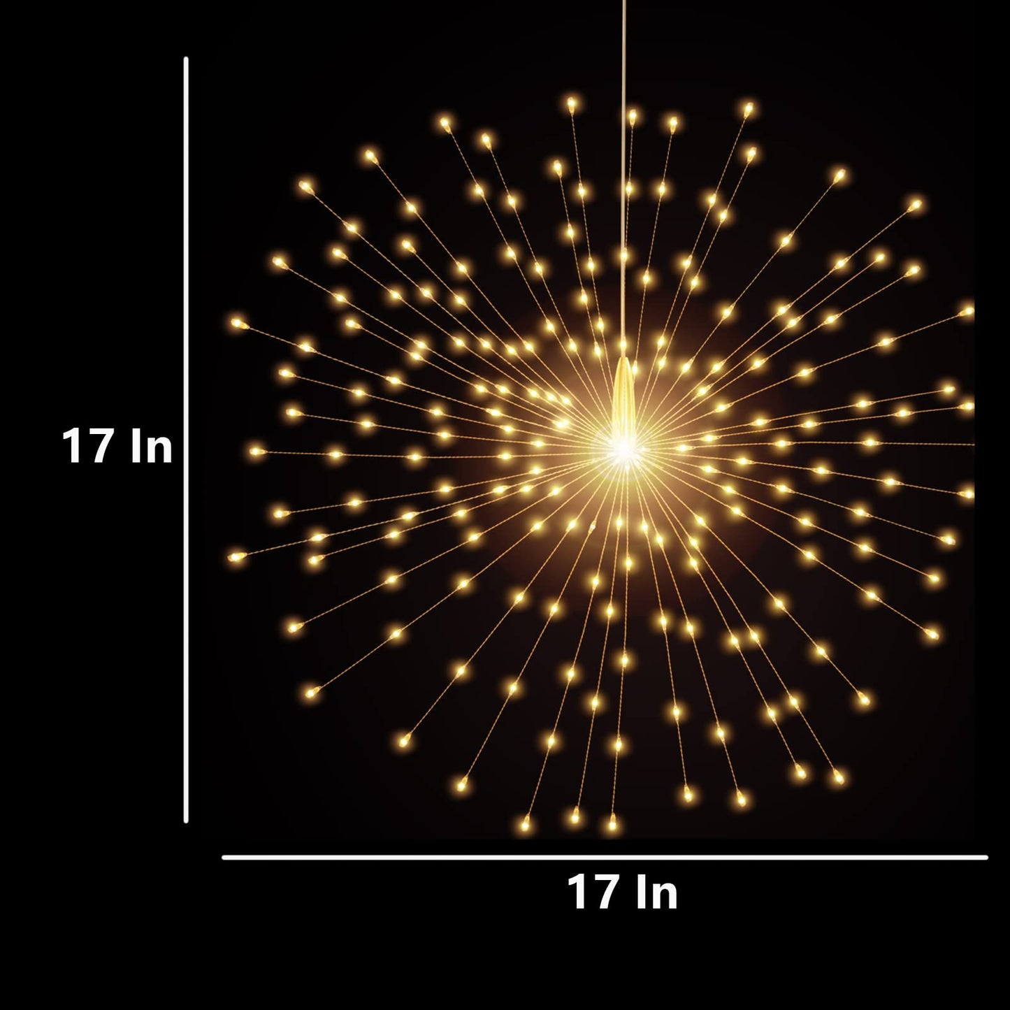 200 LED Starburst Sphere Lights,Firework Light Battery Powered, Tent Chandelier Remote Control, Waterproof Hanging Lights for Gardens Courtyards Porches Christmas Party Home Decor(Warm White)