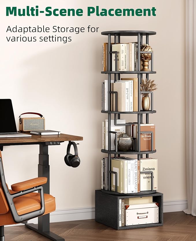 Kalrin 5 Tier Rotating Bookshelf