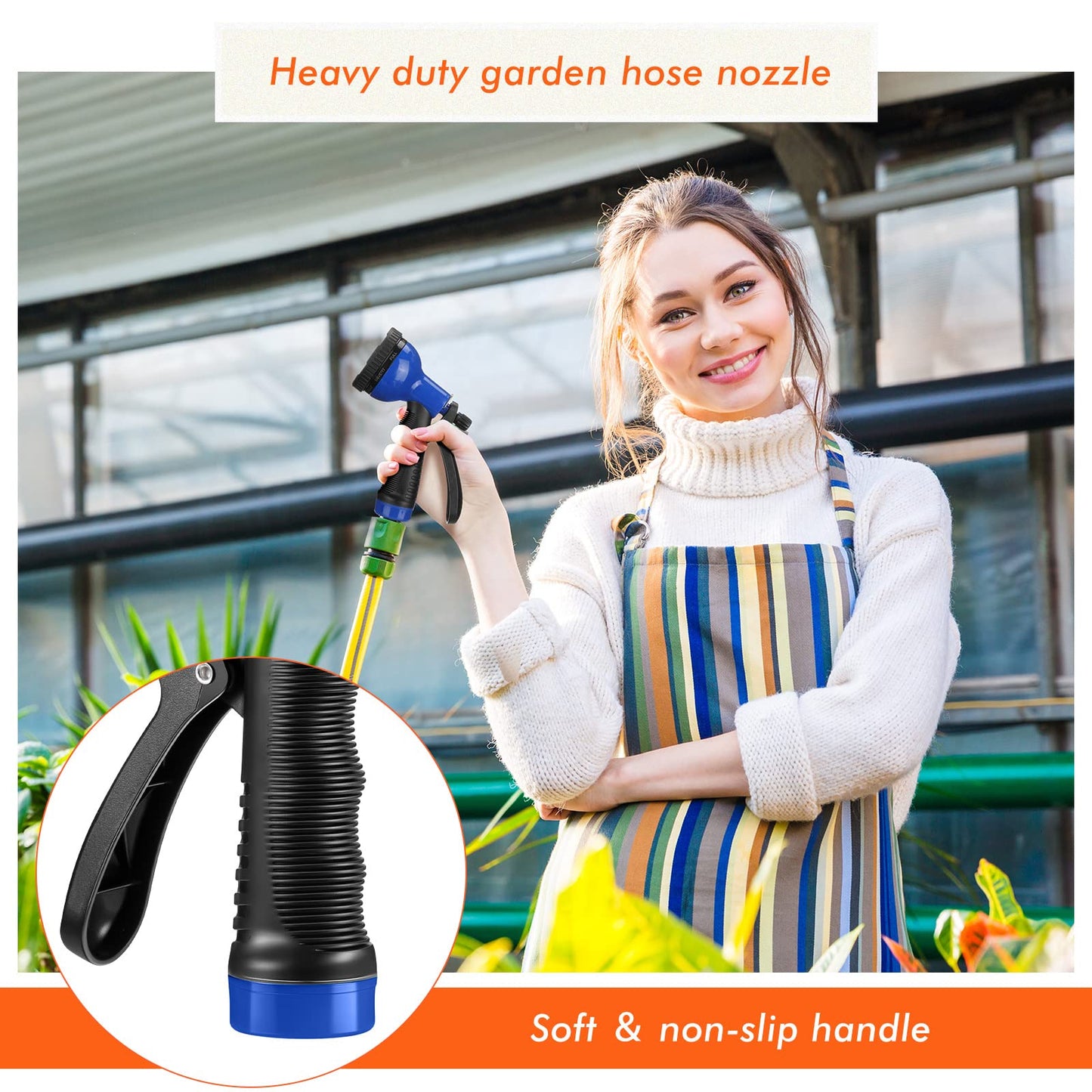 6 Pack Garden Hose Nozzle Sprayer 10 Adjustable Watering Patterns Heavy Duty High Pressure Water Gun for Watering Plants Washing Cars and Showering Pets