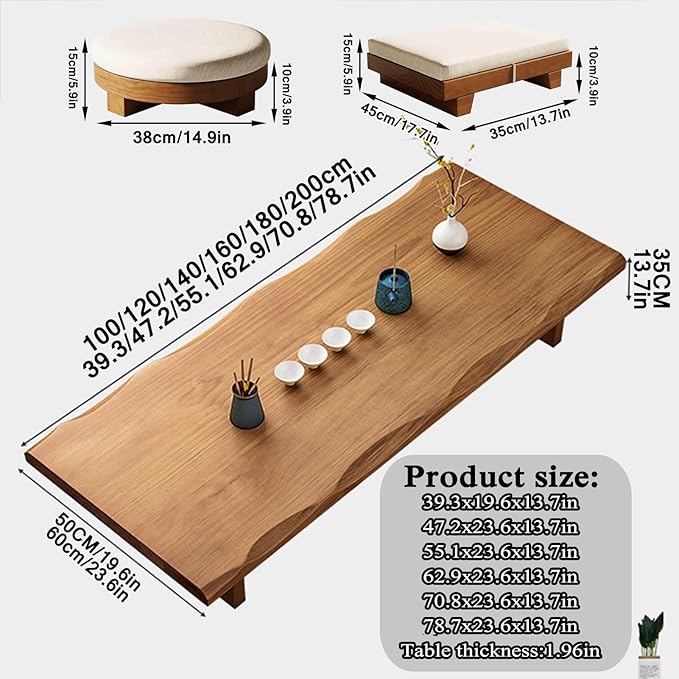 Solid Wood Japanese Low Floor Table Meditation Floor Sitting Altar Table