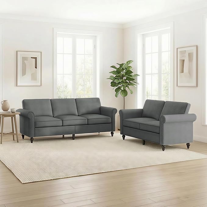 Living Room Sofa Sets 2 Piece, Modern 3 Seater Sofa and Loveseat Couch Sets