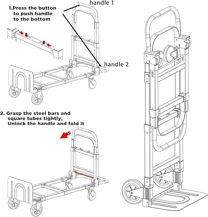 Black Convertible Hand Truck Dolly Cart