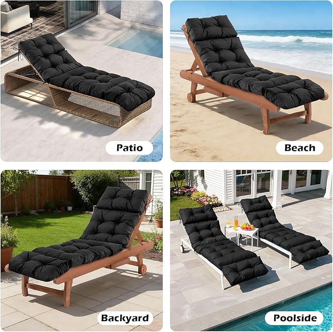 Chaise Lounge Cushions Outdoor, Waterproof & Fade Resistant Patio Lounge Chair