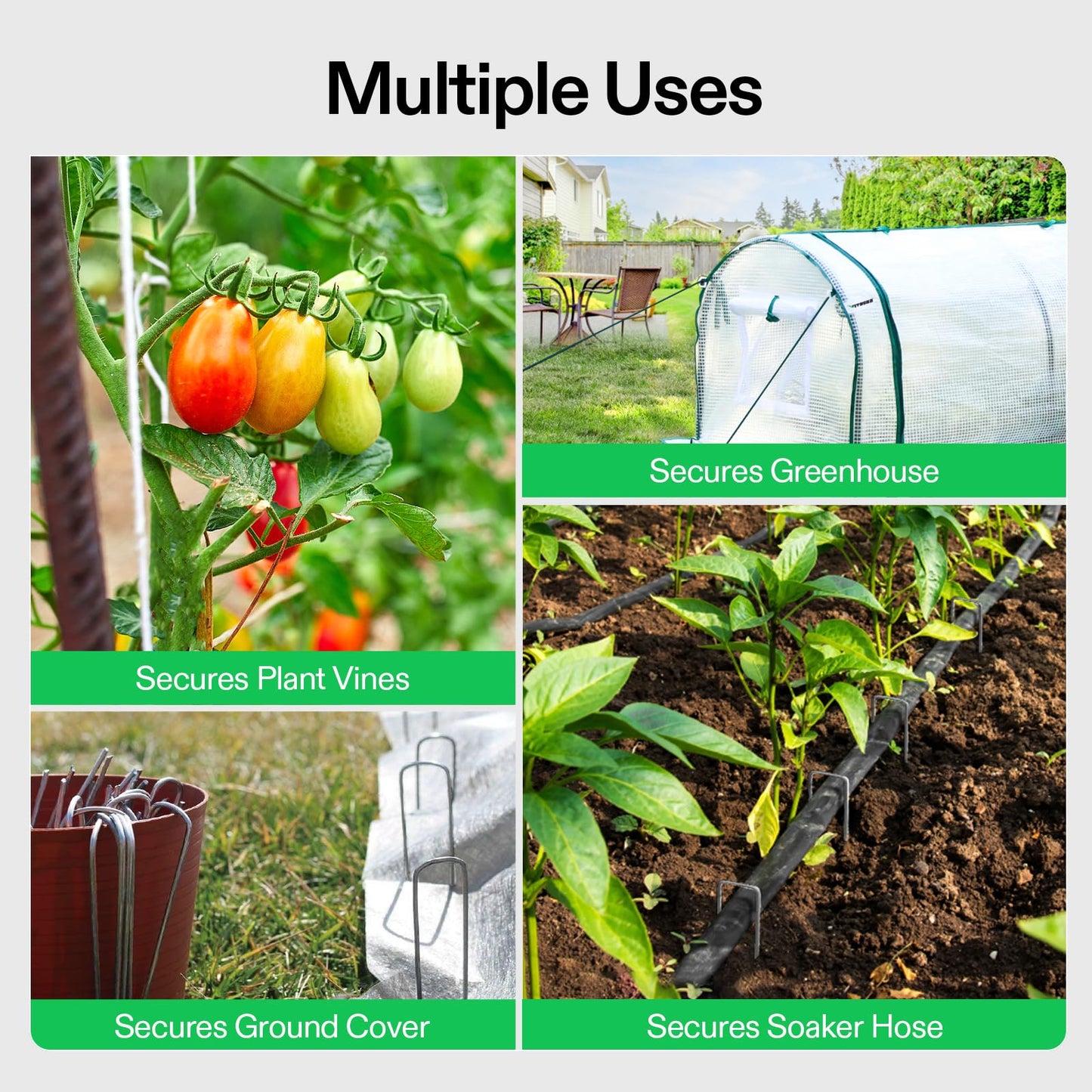 VIVOSUN 6 Inch 50-Pack Garden Stakes, Galvanized Steel Landscape Stapes 11 Gauge U-Shaped Pins for Weed Barrier Fabric, Ground Cover, Soaker Hose, Irrigation Tubing, Holding Fence