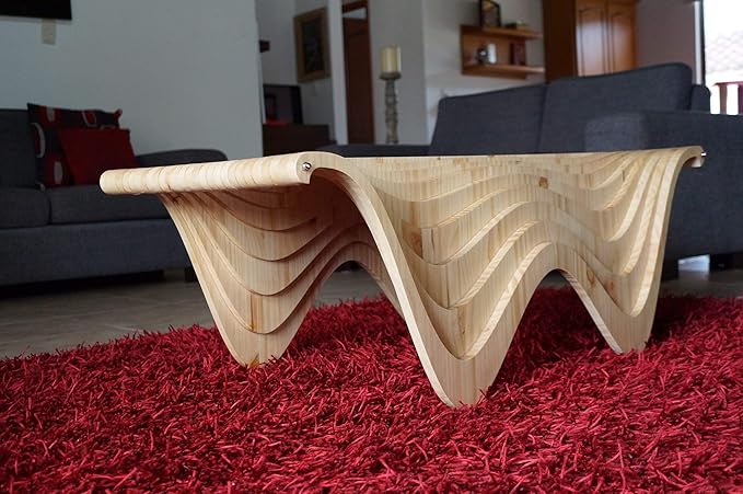 Pine Wood Living Room Coffee Table Organic Design Decor Furniture