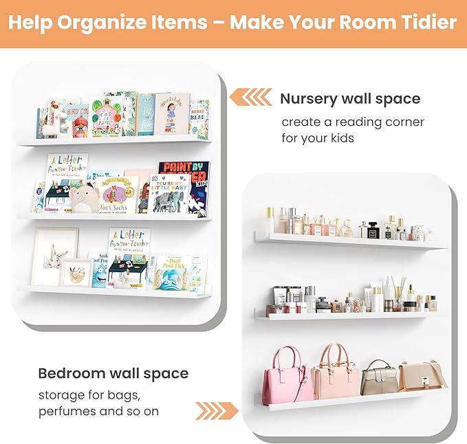upsimples Floating Shelves for Wall, 47.3 Inch Shelves for Decor Storage Set of