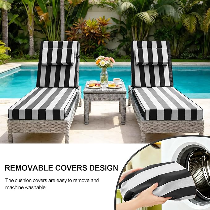Chaise Lounge Cushions Outdoor 80x26x6 Inch, Fade Resistant 6'' Thicken Outdoor
