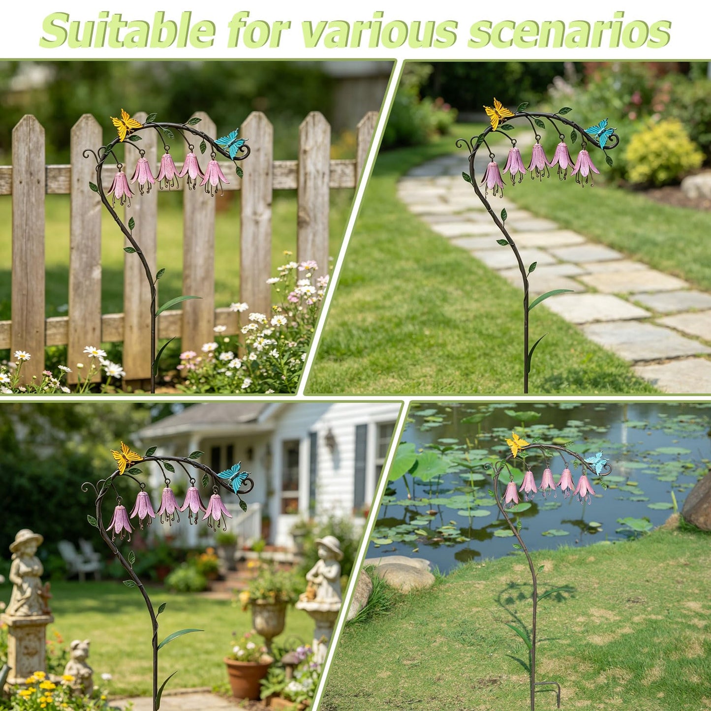 AIHAOKAN 39.5" H Metal Flower Garden Stakes Outdoor Decor,Retro Decorative Garden Stakes,Metal Yard Art for Garden,Patio & Yard Decor.