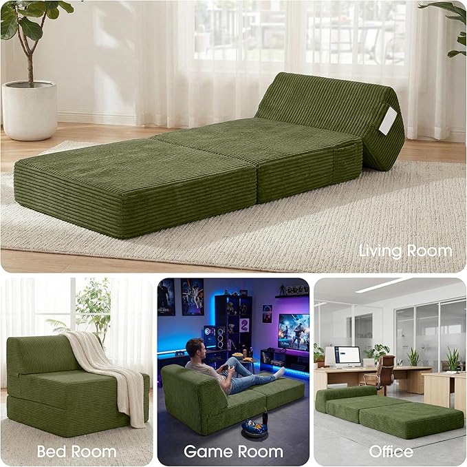 Kasunpul Folding Sofa Bed with Pillow, Memory Foam Fold Out Chair Bed,