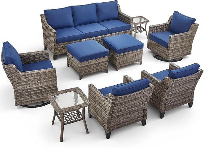 9 Piece Outdoor Patio Furniture Set-All Weather Outdoor Conversation Sets