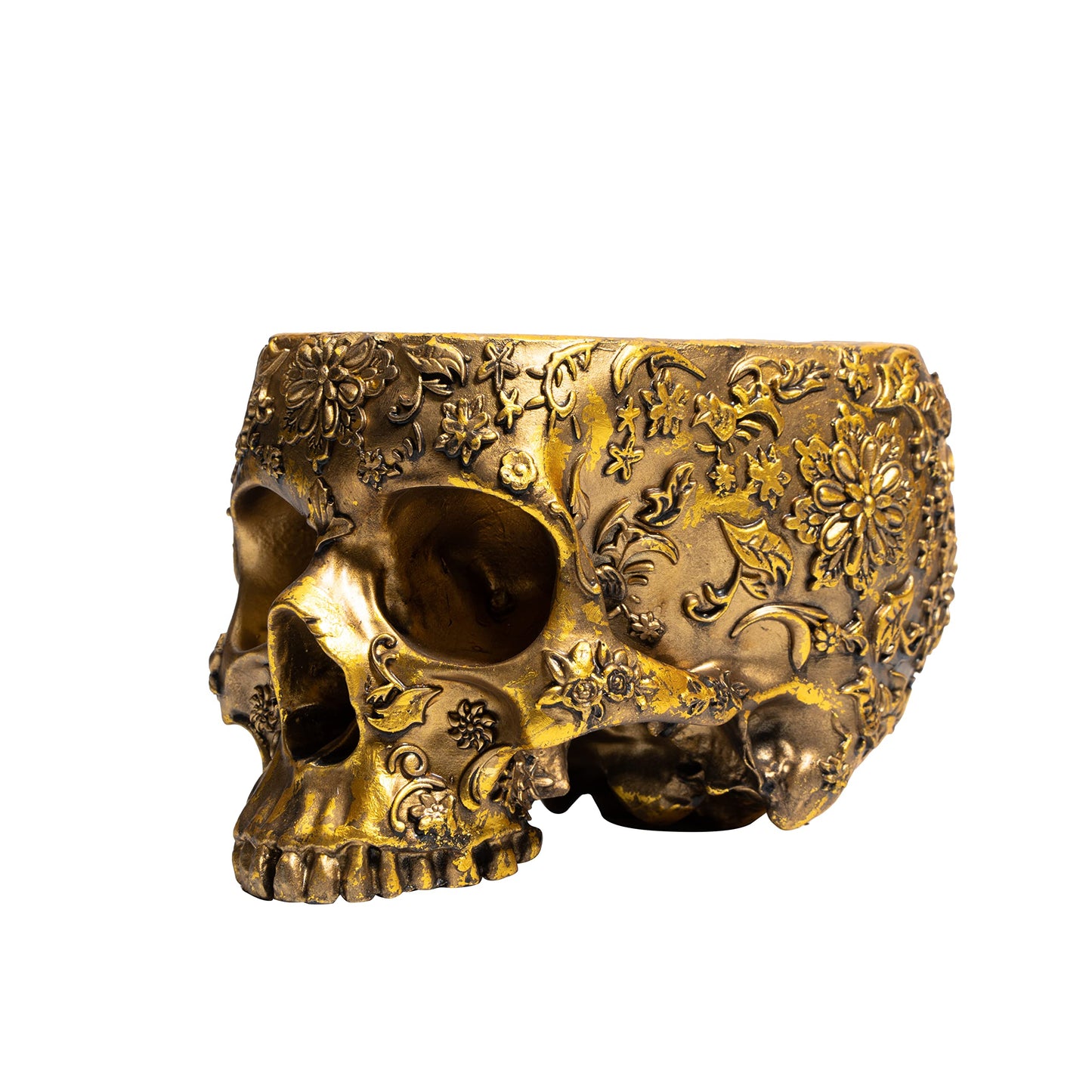 Gold Skull Planter Pot 6 Inch Skeleton Head Pot for Succulents Flowers, & Bowl Dish Gothic Decor for Garden Home Parties Haunted House Spooky Black Display Halloween Skull Flower Pot Decoration Gift