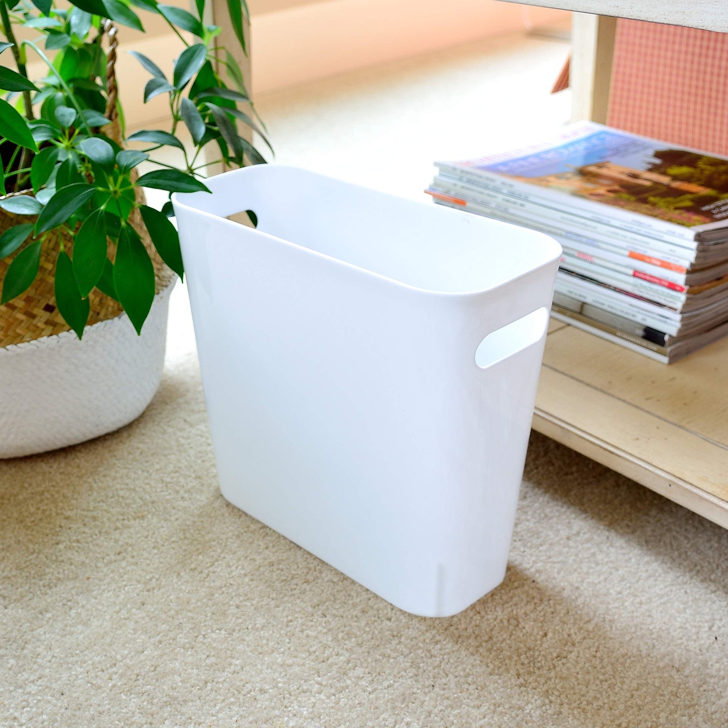 Youngever 1.5 Gallon Slim Trash Can, Plastic Garbage Container Bin, Small Trash Bin with Handles for Home Office, Living Room, Study Room, Kitchen, Bathroom (1 Pack White)