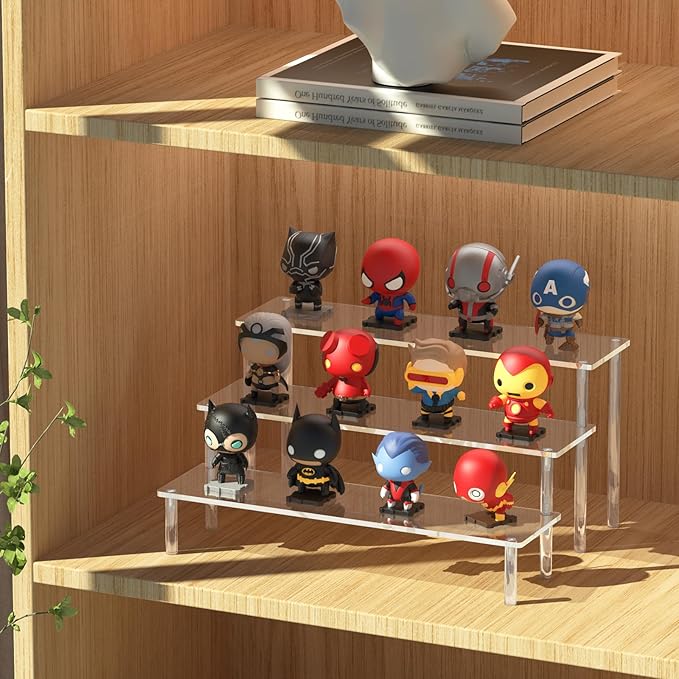 Aredpoook Acrylic Display Risers, 3 Tier Perfume Organizer Stand, Large Shelf