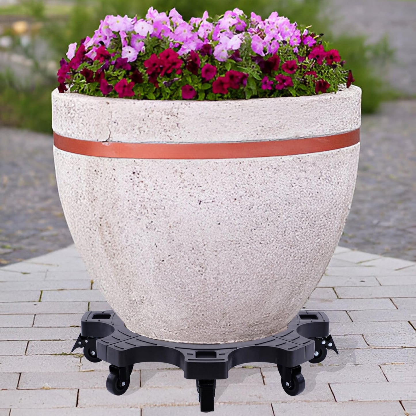 WOOYAN 20" Plant Stand with Lockbable Wheels - Large Rolling Plant Caddy with Casters Heavy Duty 500lbs Indoor Outdoor Planter Trolley Plant Dolly Rolling Tray Coaster