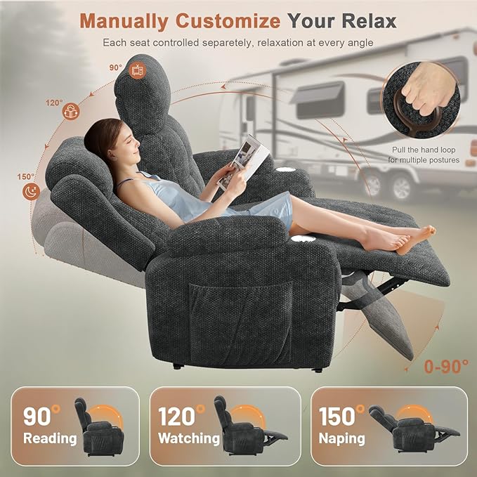 RV Loveseat Recliner Sofa, Wall Hugger Double Recliners