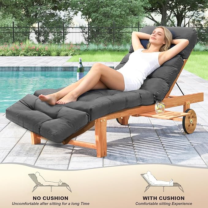 Outdoor Chaise Lounge Chair Cushion 74.2 x 22 x 4.7 Inches Thickened 100%