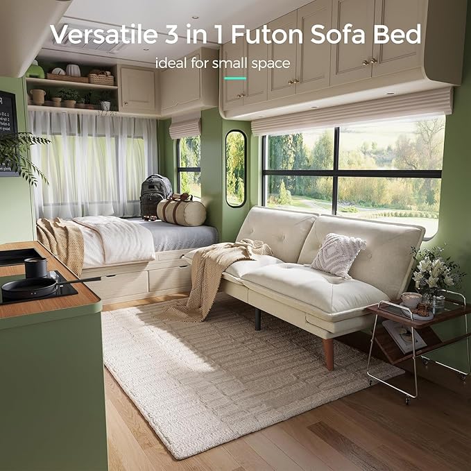 LINSY HOME Futon Sofa Bed, 3 in 1 Convertible Comfy Loveseat Sleeper Sofa Bed