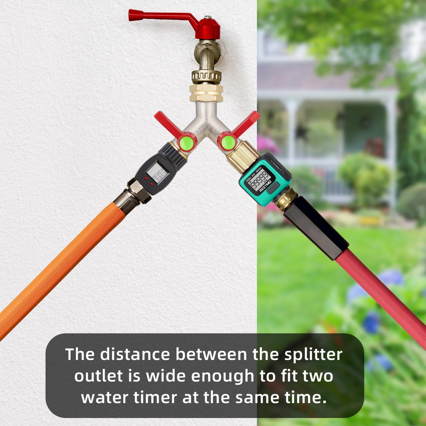 DINGBAI Garden Hose Splitter 2 Way,High flow Hose Splitters, Y Splitter 2 Valves, Faucet Splitter, Full Flow 2 Way Heavy Duty Brass Splitter, Outdoor Faucet Diverter, 2 Way Y Valve 3/4" GHT Thread.