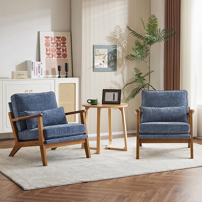 Karl home Accent Chair Wide Armrest Mid-Century Lounge Chair Chenille Armchair