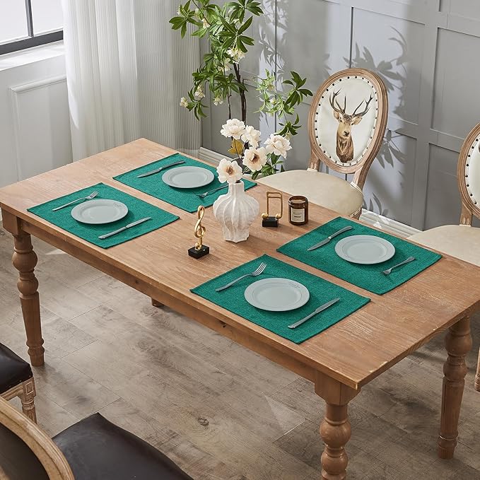 BALCONY & FALCON Placemats Set of 4 Faux Linen Cloth Place Mats Washable