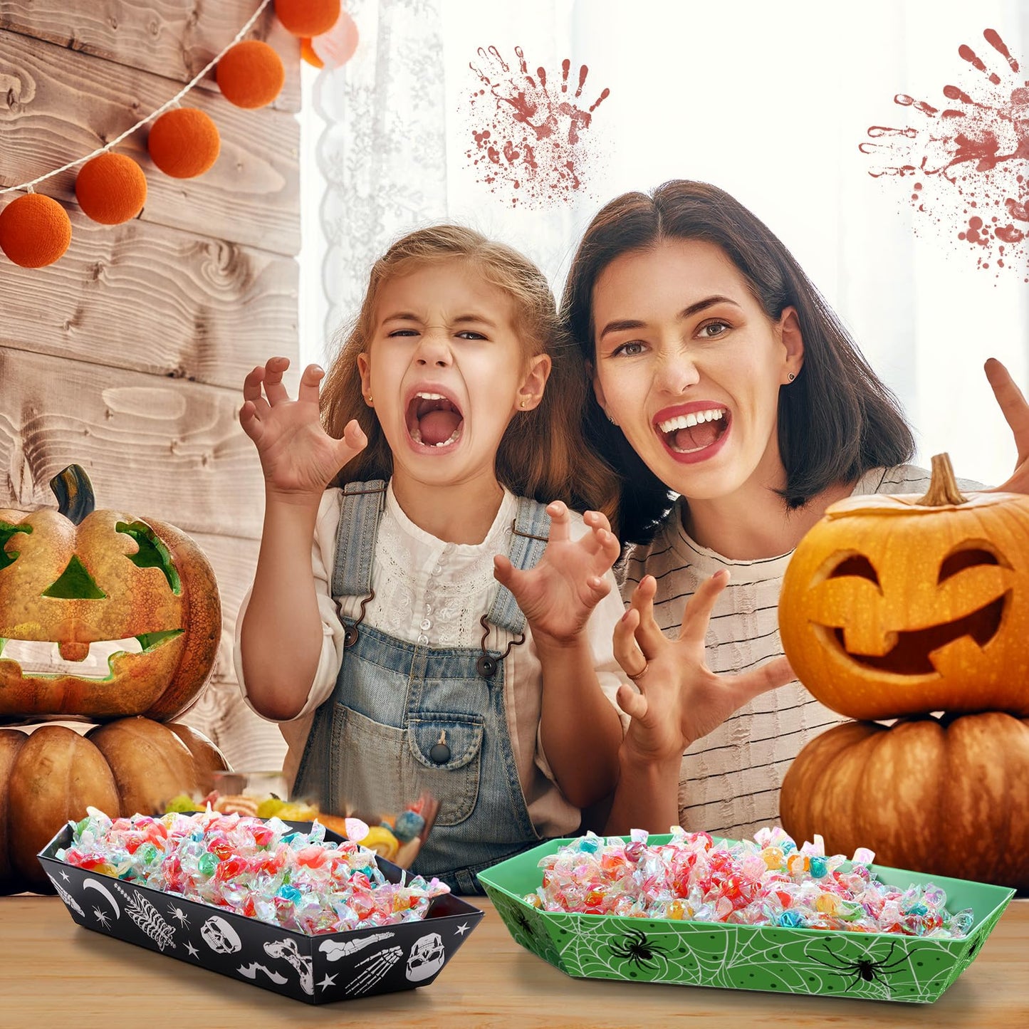 Wiwiqing 4 Pcs Halloween Candy Bowls Plastic Coffin Shaped Serving Tray Spooky Halloween Trick or Treat Candy Platter Dish for Birthday Party Food Storage Charcuterie Board Serving Supplies