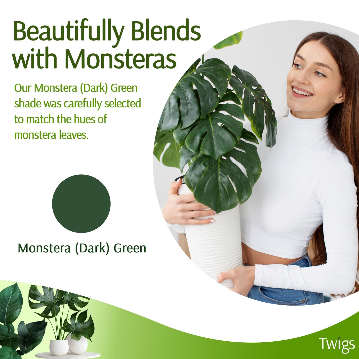 Twigs GA - Stackable Monstera Plant Support Stakes, Climbing Support for Indoor & Outdoor Use, Plant Accessories, Aesthetic Alternative to Moss Poles & Trellises – Monstera Green, 5 Pack, 17" L