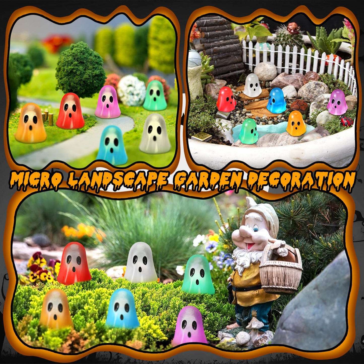 Realspring 90 Pcs Halloween Mini Resin Ghosts Small Ghost Figurines Glow in The Dark Miniatures for Spooky Tiered Tray Decor Home Tabletop Shelf Centerpieces Halloween Party