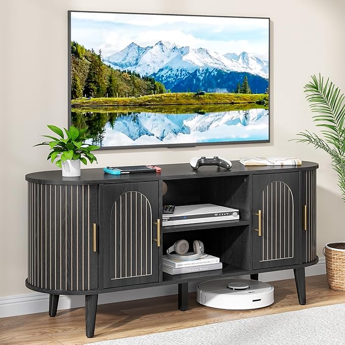 51" Fluted TV Stand, Mid-Century Modern Entertainment Center