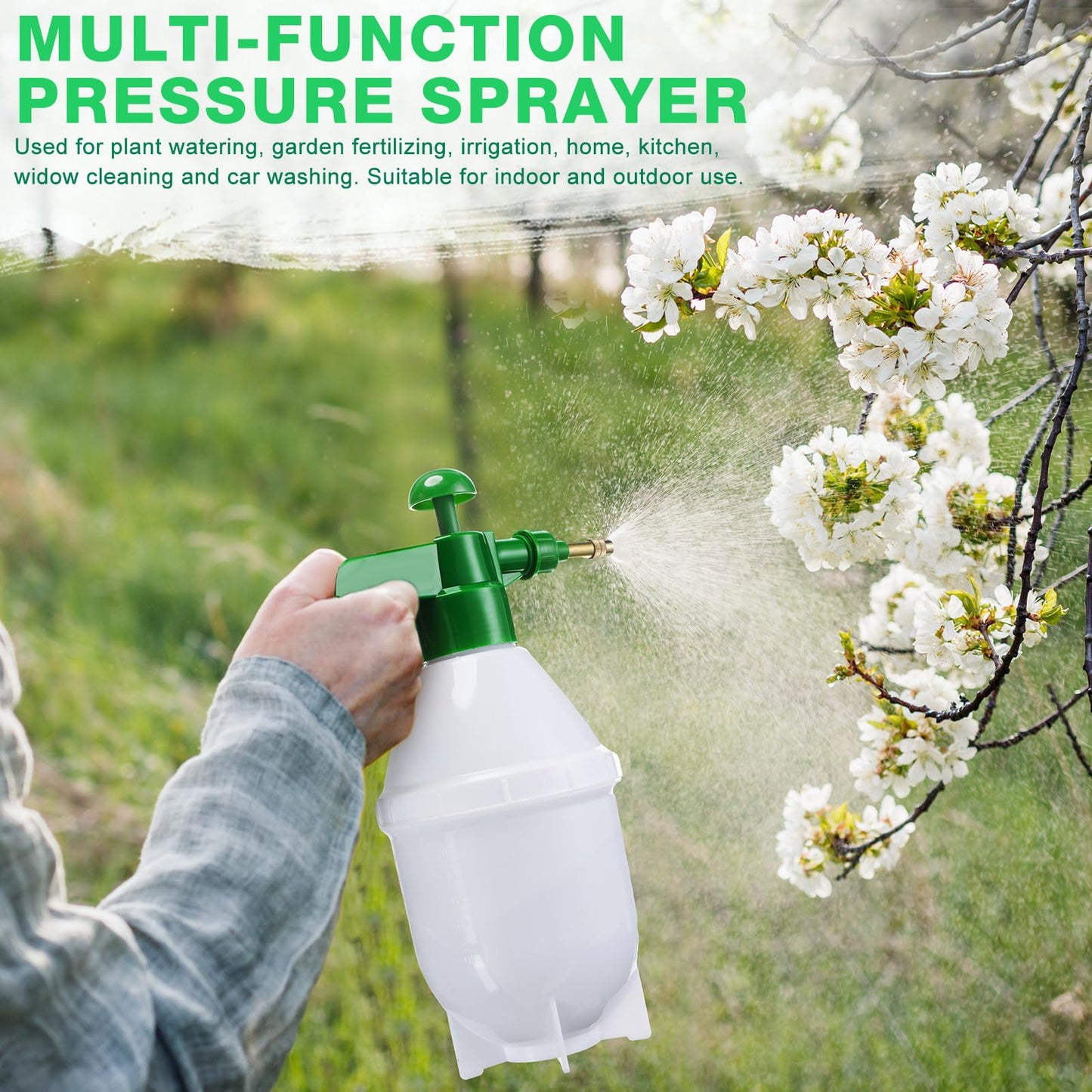 Ziliny 2 Pcs 27 oz Handheld Pump Spray Bottle Garden Mister Spray Bottles Lawn Pressure Hand Pump Sprayer with Adjustable Nozzle for Chemicals Watering Weeds Plants and Cleaning (Green)