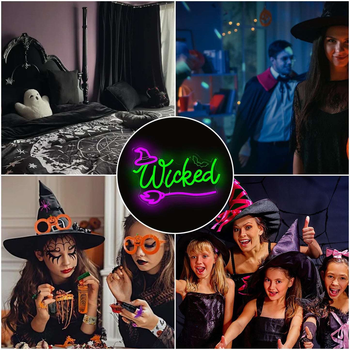 Jeanchrl Witch Neon Sign Halloween Neon Lihts for Bedroom Movie LED Lights for Room Dimmable Green Light Up Sign for Halloween Party Musical Led Sign for Wall Art Decor Gifts for Witch Fans Lovers