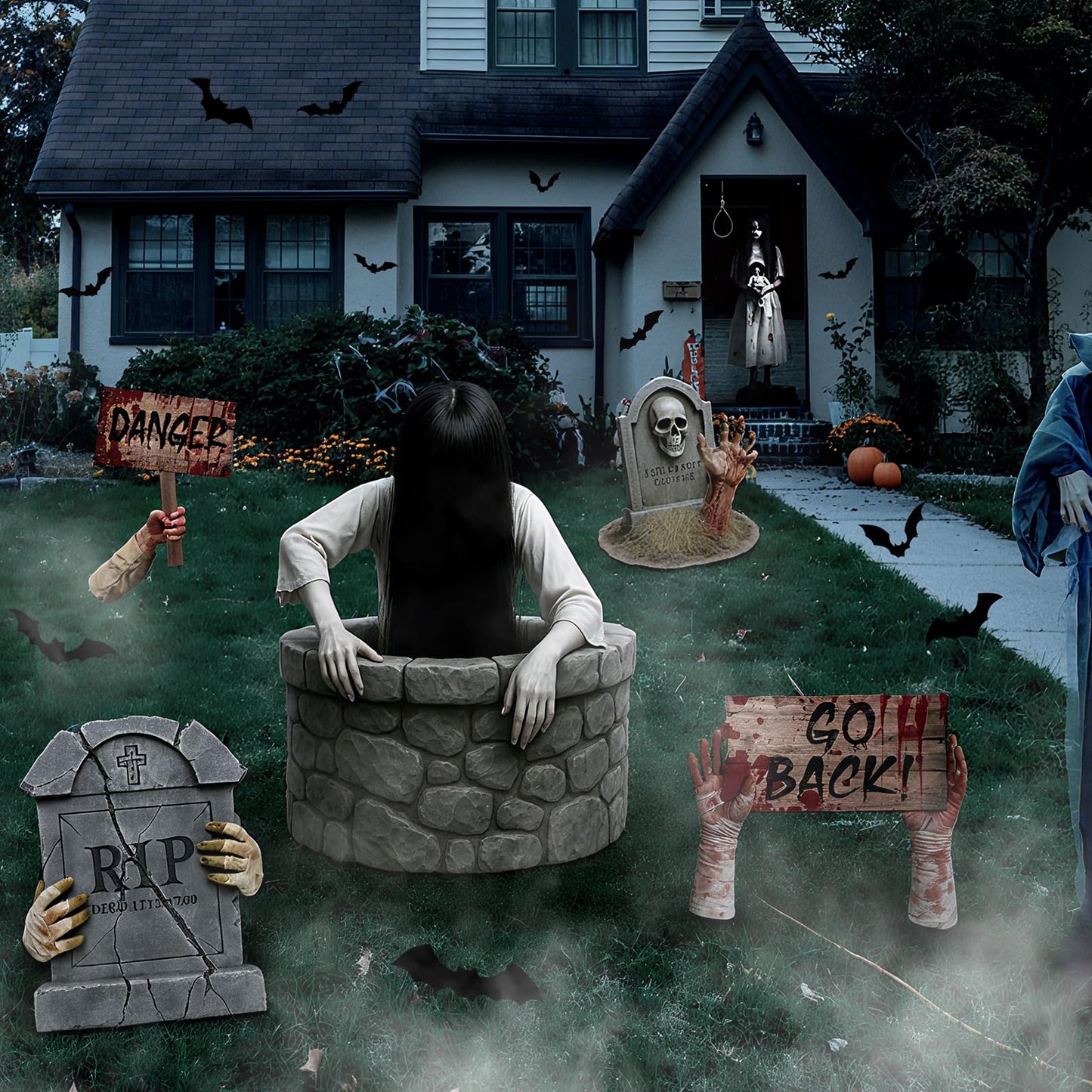 Roowest Large Halloween Decorations Outdoor Yard Sign, 27 Inch Yard Signs with Stakes Halloween RIP Lawn Decor for Graves Haunted House Holiday Party Props Supplies(Residual Limbs)