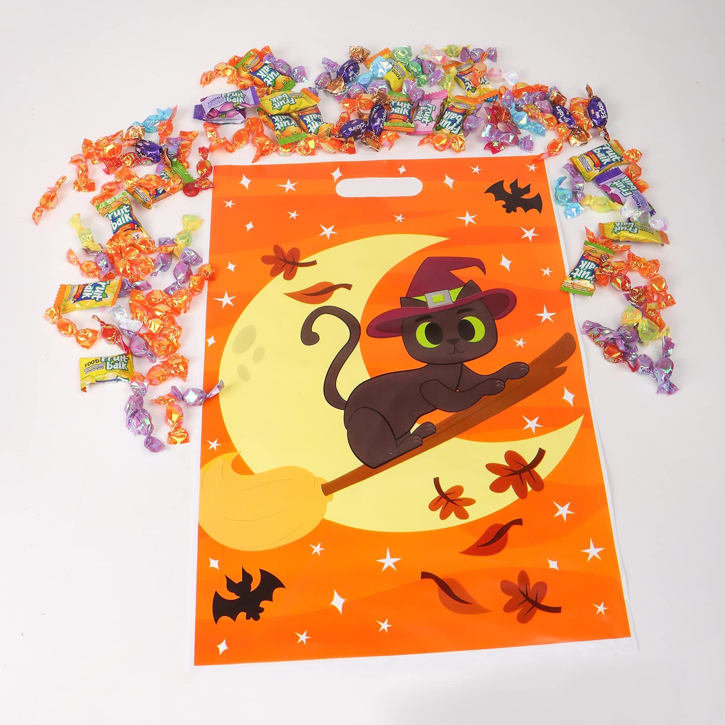 JOYIN 72 Pcs Halloween Goodie Bags, Plastic Candy Bags in 6 Designs for Kids Snacks Party Favors, Trick or Treating Bag for Halloween Party Supplies, Snacks Stuffers Prizes