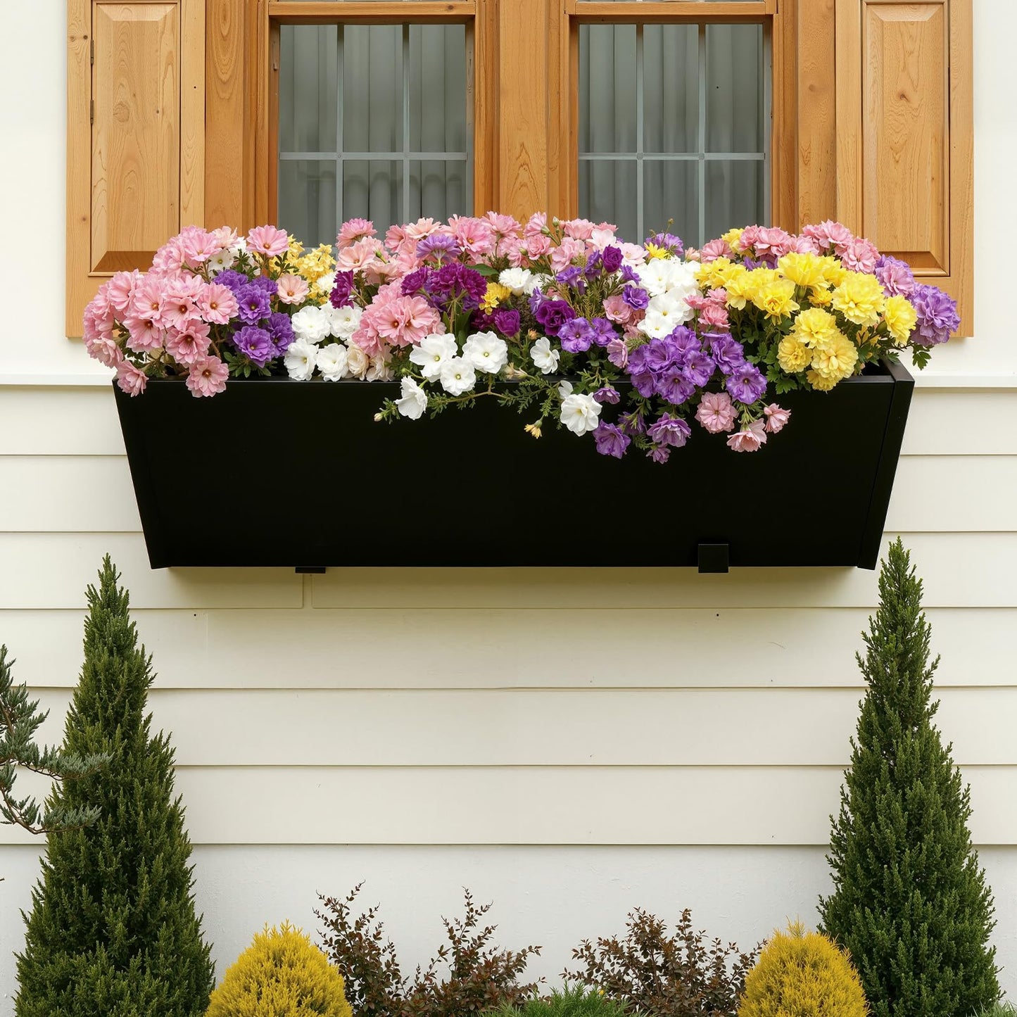 Dogetgd Railing Planter Box Metal Hanging Planter for Outdoor Balcony Heavy-Duty Window Planter Box with Adjustable Brackets